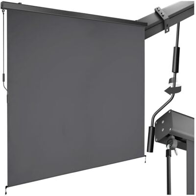 tectake ® tenda da sole verticale a rullo, con manovella, protezione UV, impermeabile resistente al vento, frangivista balcone, terrazzo, fissaggio a parete, privacy Nero, 200 x 250 cm tectake ® tenda da sole verticale a rullo, con manovella, protezione UV, impermeabile resistente al vento, frangivista balcone, terrazzo, fissaggio a parete, privacy Nero, 200 x 250 cm