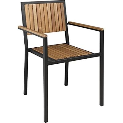 Bolero Fauteuil en Acier & Bois d'Acacia Lot de 4 Bolero Fauteuil en Acier & Bois d'Acacia Lot de 4