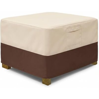 Vailge FQQF Square Patio Ottoman Cover, Waterproof Outdoor Ottoman Cover with Padded Handles, Patio Side Table Cover, Heavy Duty Outdoor Furniture Covers(Medium,Beige&Brown) Vailge FQQF Square Patio Ottoman Cover, Waterproof Outdoor Ottoman Cover with Padded Handles, Patio Side Table Cover, Heavy Duty Outdoor Furniture Covers(Medium,Beige&Brown)