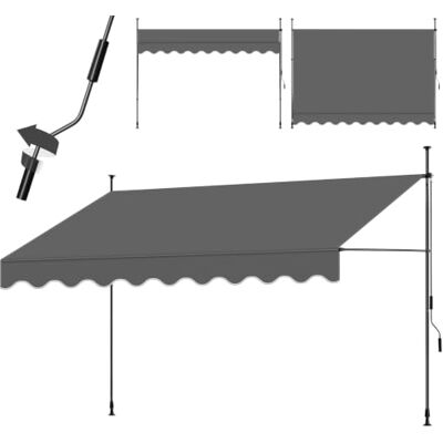 tectake ® a Morsetto con Manovella, Altezza e Inclinazione Regolabile, Telo Impermeabile e Resistente ai Raggi UV, Ideale per Balcone e Terrazzo, 350x180cm Nero/Grigio tectake ® a Morsetto con Manovella, Altezza e Inclinazione Regolabile, Telo Impermeabile e Resistente ai Raggi UV, Ideale per Balcone e Terrazzo, 350x180cm Nero/Grigio
