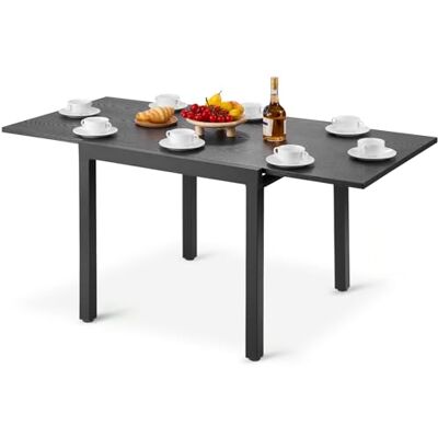 VEVOR Tavolo da Pranzo Estensibile per Esterni, Tavoli da Bistrot Rettangolari da 80 a160 cm, Struttura in Alluminio con Doghe in Acciaio, Mobili da Esterno, per Prato, Veranda, Grigio Scuro VEVOR Tavolo da Pranzo Estensibile per Esterni, Tavoli da Bistrot Rettangolari da 80 a160 cm, Struttura in Alluminio con Doghe in Acciaio, Mobili da Esterno, per Prato, Veranda, Grigio Scuro