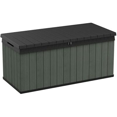 Keter Baule da Giardino Darwin, Finitura Effetto Legno, Colore Verde, Capacità di 454 Litri, 142,5x65,3x64,3H cm Keter Baule da Giardino Darwin, Finitura Effetto Legno, Colore Verde, Capacità di 454 Litri, 142,5x65,3x64,3H cm