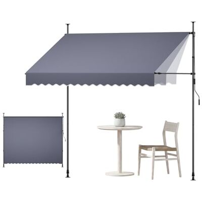 VEVOR Tenda da Sole Retrattile Manuale 300 cm per Esterni da Patio, Tendalino Parasole Retrattile, Grigio Scuro, Altezza Regolabile, con Manovella, per Protezione Cortile Giardino Balcone Terrazza VEVOR Tenda da Sole Retrattile Manuale 300 cm per Esterni da Patio, Tendalino Parasole Retrattile, Grigio Scuro, Altezza Regolabile, con Manovella, per Protezione Cortile Giardino Balcone Terrazza