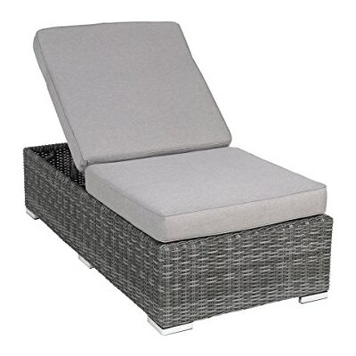 greemotion Lettino Prendisole in polyrattan con Schienale Regolabile Bari, Lettino da Esterno con Cuscino, ca. 140,5 x 35/45 x 71 cm, Antracite greemotion Lettino Prendisole in polyrattan con Schienale Regolabile Bari, Lettino da Esterno con Cuscino, ca. 140,5 x 35/45 x 71 cm, Antracite