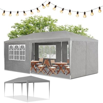 Juskys Tenda per feste 3x6m, 18m², 6 pareti, tetto rimovibile, 18m², 12 ganci, 6 corde, giardino, matrimoni, grigio Juskys Tenda per feste 3x6m, 18m², 6 pareti, tetto rimovibile, 18m², 12 ganci, 6 corde, giardino, matrimoni, grigio