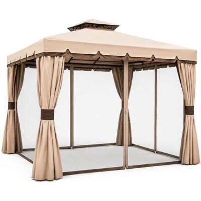 BAKAJI Gazebo da Giardino Struttura in Alluminio con Copertura Telo 400 gr/mq con Spalmatura Anti-UV. Antipioggia, completo di 4 Zanzariere e 4 Teli Laterali (3 X 3 MT) BAKAJI Gazebo da Giardino Struttura in Alluminio con Copertura Telo 400 gr/mq con Spalmatura Anti-UV. Antipioggia, completo di 4 Zanzariere e 4 Teli Laterali (3 X 3 MT)