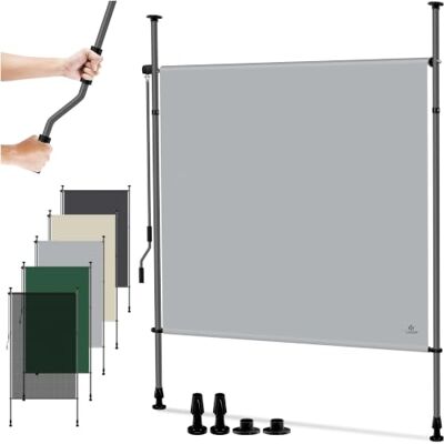 KESSER ® Tenda da sole verticale con morsetto per esterni, allungabile e opaca, tenda da sole verticale con manovella, protezione per balcone e terrazza, impermeabile, Grigio, 200 x 310 cm KESSER ® Tenda da sole verticale con morsetto per esterni, allungabile e opaca, tenda da sole verticale con manovella, protezione per balcone e terrazza, impermeabile, Grigio, 200 x 310 cm