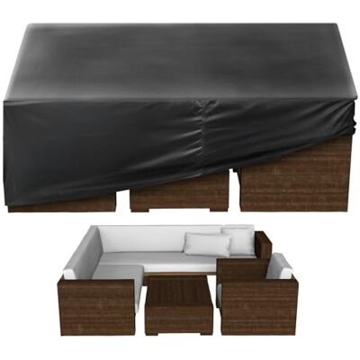 VEVOR Copertura Quadrato per Mobili da Giardino da 239 x 239 x 71 cm Grande Copertura Impermeabile per Tavolo e Sedie da Pranzo da Esterno 420D, con Presa d'Aria per Tutte Stagioni, Nero VEVOR Copertura Quadrato per Mobili da Giardino da 239 x 239 x 71 cm Grande Copertura Impermeabile per Tavolo e Sedie da Pranzo da Esterno 420D, con Presa d'Aria per Tutte Stagioni, Nero