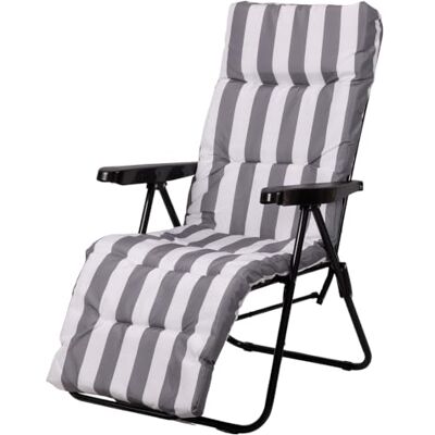 GALILEO Sedia Sdraio Imbottita Reclinabile in 5 Posizioni, Struttura in Acciaio, Grigia con Righe, 42x60x110 cm, Portata 120 kg, Pulire con Un Panno GALILEO Sedia Sdraio Imbottita Reclinabile in 5 Posizioni, Struttura in Acciaio, Grigia con Righe, 42x60x110 cm, Portata 120 kg, Pulire con Un Panno