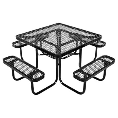 VEVOR Tavolo da Picnic da 1160 mm, Set di Mobili da Pranzo per Patio Resistente alle Intemperie, Tavoli in Acciaio Rivestito per Impieghi Gravosi con Foro per Ombrellone, per Giardino, Cortile, Nero VEVOR Tavolo da Picnic da 1160 mm, Set di Mobili da Pranzo per Patio Resistente alle Intemperie, Tavoli in Acciaio Rivestito per Impieghi Gravosi con Foro per Ombrellone, per Giardino, Cortile, Nero