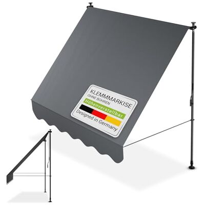 Juskys Tenda da Sole Manuale Kapstadt 200x120 cm Tenda da esterno regolabile, senza foratura, impermeabile, resistente ai raggi UV, verticale e diagonale Grigio Juskys Tenda da Sole Manuale Kapstadt 200x120 cm Tenda da esterno regolabile, senza foratura, impermeabile, resistente ai raggi UV, verticale e diagonale Grigio