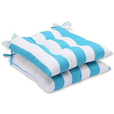 Pillow Perfect Outdoor Cabana Set di 2 cuscini per sedia in ferro battuto, motivo a righe, colore: turchese Pillow Perfect Outdoor Cabana Set di 2 cuscini per sedia in ferro battuto, motivo a righe, colore: turchese