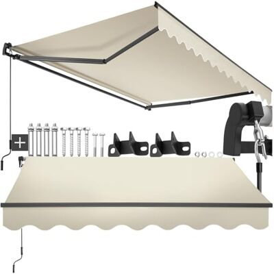 tectake ®, tenda da sole per esterno a bracci estensibili, avvolgibile, manovella, impermeabile, protezione UV, tessuto poliestere, struttura alluminio, veranda, balcone, terrazzo 250 x 200 cm Beige tectake ®, tenda da sole per esterno a bracci estensibili, avvolgibile, manovella, impermeabile, protezione UV, tessuto poliestere, struttura alluminio, veranda, balcone, terrazzo 250 x 200 cm Beige