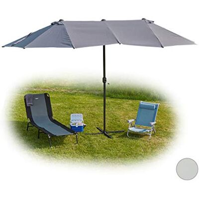 Relaxdays Ombrellone Doppio, Parasole Ovale, per Giardino & Terrazza, con Manovella & Supporto Relaxdays Ombrellone Doppio, Parasole Ovale, per Giardino & Terrazza, con Manovella & Supporto