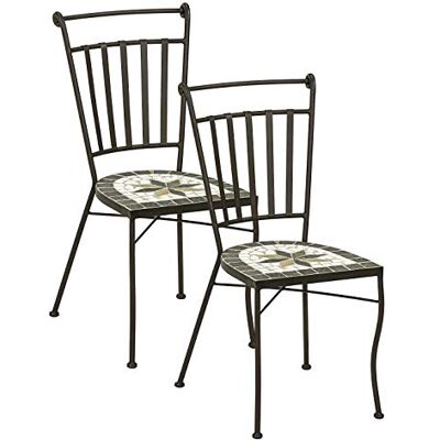 Dehner Sedia a Mosaico Diana, Set da 2, ca. 88 x 50 x 50 cm, Metallo, Marrone/Grigio/Bianco Dehner Sedia a Mosaico Diana, Set da 2, ca. 88 x 50 x 50 cm, Metallo, Marrone/Grigio/Bianco
