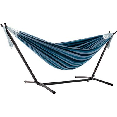Vivere UHSDO8-34 Amaca con Supporto Brasiliana, Cotone, 250 cm, Portata 200 kg, Blue Lagoon Doppia Vivere UHSDO8-34 Amaca con Supporto Brasiliana, Cotone, 250 cm, Portata 200 kg, Blue Lagoon Doppia