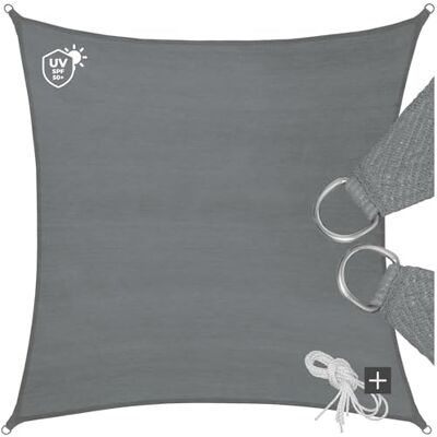 tectake ® Tenda a Vela Solare Quadrata, Protezione Raggi UV 50+, Telo Ombreggiante Giardino, Tenda Parasole Terrazzo, Vela Ombreggiante Esterno Grigio, 3,6 x 3,6 m tectake ® Tenda a Vela Solare Quadrata, Protezione Raggi UV 50+, Telo Ombreggiante Giardino, Tenda Parasole Terrazzo, Vela Ombreggiante Esterno Grigio, 3,6 x 3,6 m