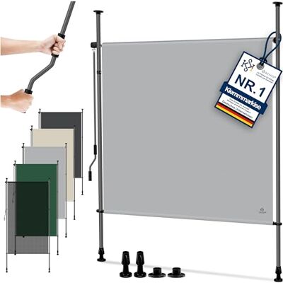 KESSER ® Tenda da sole verticale con morsetto per esterni, allungabile e opaca, tenda da sole verticale con manovella, protezione per balcone e terrazza, impermeabile, Grigio, 200 x 310 cm KESSER ® Tenda da sole verticale con morsetto per esterni, allungabile e opaca, tenda da sole verticale con manovella, protezione per balcone e terrazza, impermeabile, Grigio, 200 x 310 cm