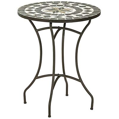Dehner Tavolo da Giardino Diana, Ø 60 cm, Altezza 72 cm, Metallo, Effetto Mosaico, Marrone/Grigio/Bianco Dehner Tavolo da Giardino Diana, Ø 60 cm, Altezza 72 cm, Metallo, Effetto Mosaico, Marrone/Grigio/Bianco
