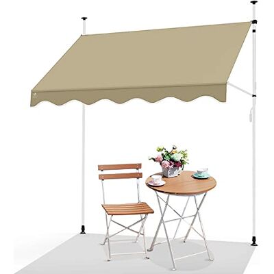 VOUNOT ® Tenda da Sole Avvolgibile, Tendalino Parasole Retrattile Manuale Regolabile in Altezza con Manovella per Balcone Giardino Esterno, 300x120x210-300 cm, Beige VOUNOT ® Tenda da Sole Avvolgibile, Tendalino Parasole Retrattile Manuale Regolabile in Altezza con Manovella per Balcone Giardino Esterno, 300x120x210-300 cm, Beige