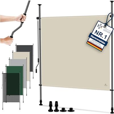 KESSER ® Tenda da sole a morsetto, 150 x 310 cm, resistente alle intemperie, al vento e alla protezione solare, verticale, con manovella senza forature, estraibile, impermeabile e resistente ai raggi KESSER ® Tenda da sole a morsetto, 150 x 310 cm, resistente alle intemperie, al vento e alla protezione solare, verticale, con manovella senza forature, estraibile, impermeabile e resistente ai raggi