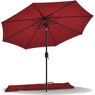 VOUNOT ® Ombrellone da Giardino 270 cm, Parasole Spiaggia Inclinabile con Manovella, Protezione UV per Terrazza, Giardino, All'aperto, Rosso VOUNOT ® Ombrellone da Giardino 270 cm, Parasole Spiaggia Inclinabile con Manovella, Protezione UV per Terrazza, Giardino, All'aperto, Rosso