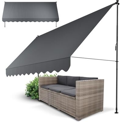 Juskys Tenda da Sole Manuale Kapstadt 400x120 cm Tenda da esterno regolabile, senza foratura, impermeabile, resistente ai raggi UV, verticale e diagonale Grigio Juskys Tenda da Sole Manuale Kapstadt 400x120 cm Tenda da esterno regolabile, senza foratura, impermeabile, resistente ai raggi UV, verticale e diagonale Grigio