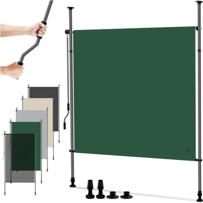 KESSER ® Tenda da sole verticale, 150 x 310 cm, allungabile e opaca, tenda da sole verticale con manovella senza foratura, protezione per balcone da sguardi indiscreti e dal vento, per giardino e KESSER ® Tenda da sole verticale, 150 x 310 cm, allungabile e opaca, tenda da sole verticale con manovella senza foratura, protezione per balcone da sguardi indiscreti e dal vento, per giardino e