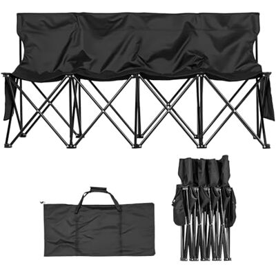 VEVOR Panca da Campeggio Pieghevole Portatile, per 4 Persone con Tasche Laterali e Borsa per il Trasporto, Panca da Squadra con Schienale per Attività all'Aperto Calcio, Baseball, Nero VEVOR Panca da Campeggio Pieghevole Portatile, per 4 Persone con Tasche Laterali e Borsa per il Trasporto, Panca da Squadra con Schienale per Attività all'Aperto Calcio, Baseball, Nero