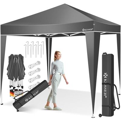KESSER ® Gazebo Pieghevole 3x3m Pop-Up Regolabile in Altezza Stabile Impermeabile Resistente all’Inverno Protezione UV 50+ Inclusa Borsa con Ruote & Ancoraggio al Suolo Antracite KESSER ® Gazebo Pieghevole 3x3m Pop-Up Regolabile in Altezza Stabile Impermeabile Resistente all’Inverno Protezione UV 50+ Inclusa Borsa con Ruote & Ancoraggio al Suolo Antracite