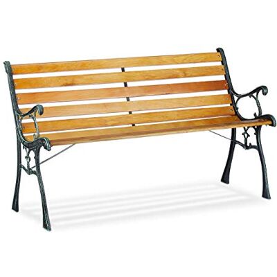 Relaxdays Panca da Giardino, 2 Posti, con Listelli, Ghisa, HLP 73,5 x 126 x 52,5 cm, Color Legno Naturale Relaxdays Panca da Giardino, 2 Posti, con Listelli, Ghisa, HLP 73,5 x 126 x 52,5 cm, Color Legno Naturale