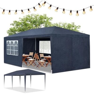 Juskys Tenda per feste 3x6m, 18m², 6 pareti, tetto rimovibile, 18m², 12 ganci, 6 corde, giardino, matrimoni, colore blu Juskys Tenda per feste 3x6m, 18m², 6 pareti, tetto rimovibile, 18m², 12 ganci, 6 corde, giardino, matrimoni, colore blu