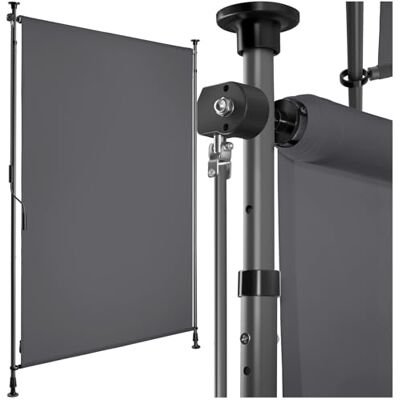 tectake ® tenda da sole per esterno verticale, tende da sole per esterno frangivista balcone senza fori, con manovella, poliestere opaco, protezione UV, aste telescopiche 100 x 310 cm, Nero tectake ® tenda da sole per esterno verticale, tende da sole per esterno frangivista balcone senza fori, con manovella, poliestere opaco, protezione UV, aste telescopiche 100 x 310 cm, Nero