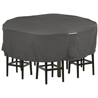 Classic Accessories Ravenna, set di copertura per tavolo e sedie da patio, impermeabile, altezza 248 cm, colore grigio talpa scuro Classic Accessories Ravenna, set di copertura per tavolo e sedie da patio, impermeabile, altezza 248 cm, colore grigio talpa scuro
