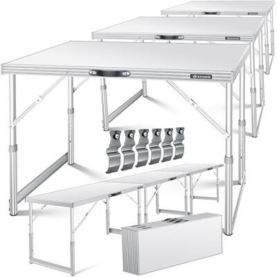 KESSER ® Tavolo multifunzione professionale 3 pezzi, 100 x 60 cm, tavolo da tappezzeria, portata 30 kg, con funzione allungabile, tavolo pieghevole, tavolo da campeggio e da campeggio regolabile (Weiß) KESSER ® Tavolo multifunzione professionale 3 pezzi, 100 x 60 cm, tavolo da tappezzeria, portata 30 kg, con funzione allungabile, tavolo pieghevole, tavolo da campeggio e da campeggio regolabile (Weiß)