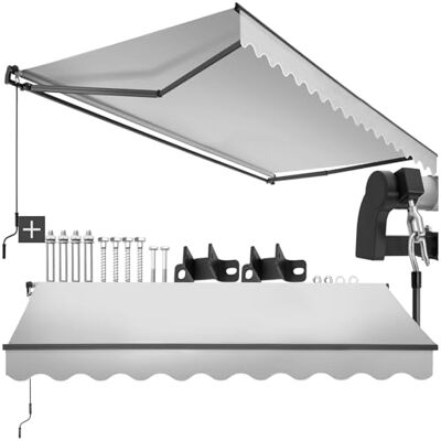 tectake ®, tenda da sole per esterno a bracci estensibili, avvolgibile, manovella, impermeabile, protezione UV, tessuto poliestere, struttura alluminio, balcone, terrazzo 300 x 250 cm Grigio Chiaro tectake ®, tenda da sole per esterno a bracci estensibili, avvolgibile, manovella, impermeabile, protezione UV, tessuto poliestere, struttura alluminio, balcone, terrazzo 300 x 250 cm Grigio Chiaro