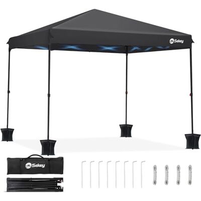 Sekey Gazebo 3x3m Pieghevole Impermeabile, Gazebo 3x3 Pieghevole Impermeabile, pergolato da giardino Pop p con 4 Sacchi di Sabbia di Peso e Sacca di Trasporto (Nero, Senza Pareti Laterali) Sekey Gazebo 3x3m Pieghevole Impermeabile, Gazebo 3x3 Pieghevole Impermeabile, pergolato da giardino Pop p con 4 Sacchi di Sabbia di Peso e Sacca di Trasporto (Nero, Senza Pareti Laterali)