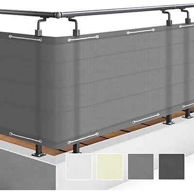 Sol Royal frangivista e Telo frangivento per balconi Impermeabile Schermi 100x600cm grigio 160g/m PES protezione UV schermi privacy balcone Occhielli copertura cordino ringhiera visiva SolVision PB2 Sol Royal frangivista e Telo frangivento per balconi Impermeabile Schermi 100x600cm grigio 160g/m PES protezione UV schermi privacy balcone Occhielli copertura cordino ringhiera visiva SolVision PB2