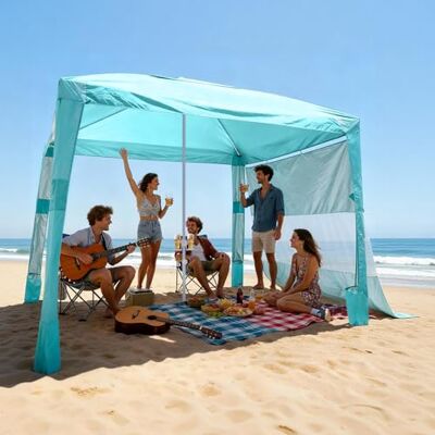 VEVOR Tenda da Spiaggia da 2400 x 2400 x 2400 mm, con Parete Laterale, Facile da Montare, con Tasche per la Sabbia, Ombrellone Parasole Portatile Regolabile in Altezza per Famiglia e Amici, Verde VEVOR Tenda da Spiaggia da 2400 x 2400 x 2400 mm, con Parete Laterale, Facile da Montare, con Tasche per la Sabbia, Ombrellone Parasole Portatile Regolabile in Altezza per Famiglia e Amici, Verde