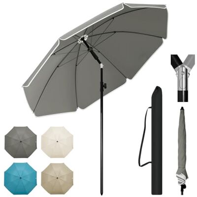 WOLTU Ombrellone da Spiaggia/Giardino con Funzione di Inclinazione e Altezza Regolabile, Tessuto Resistente ai Raggi UV da 180 gsm, Rotondo da 1,35 m Grigio scuro WOLTU Ombrellone da Spiaggia/Giardino con Funzione di Inclinazione e Altezza Regolabile, Tessuto Resistente ai Raggi UV da 180 gsm, Rotondo da 1,35 m Grigio scuro