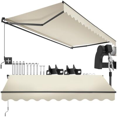 tectake ®, tenda da sole per esterno a bracci estensibili, avvolgibile, manovella, impermeabile, protezione UV, tessuto poliestere, struttura alluminio, veranda, balcone, terrazzo 300 x 250 cm Beige tectake ®, tenda da sole per esterno a bracci estensibili, avvolgibile, manovella, impermeabile, protezione UV, tessuto poliestere, struttura alluminio, veranda, balcone, terrazzo 300 x 250 cm Beige