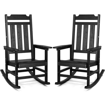 VEVOR Dondolo da Veranda, Sedia a Dondolo da Esterno, Sedia a Dondolo da Patio con Schienale Alto e Braccioli Lisci, Supporta Fino a 181,4 kg, Sedia per Giardino, Balcone, Veranda, Nero 2 Pezzi VEVOR Dondolo da Veranda, Sedia a Dondolo da Esterno, Sedia a Dondolo da Patio con Schienale Alto e Braccioli Lisci, Supporta Fino a 181,4 kg, Sedia per Giardino, Balcone, Veranda, Nero 2 Pezzi