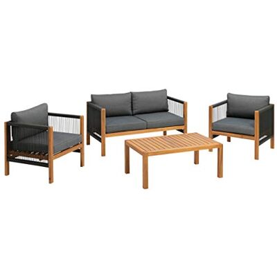 greemotion Salotto da Giardino in Legno di Acacia FSC® 100% "Abaco, Set mobili Giardino 2 poltrone 1 Panca e Tavolo, Grigio/Colore Legno greemotion Salotto da Giardino in Legno di Acacia FSC® 100% "Abaco, Set mobili Giardino 2 poltrone 1 Panca e Tavolo, Grigio/Colore Legno