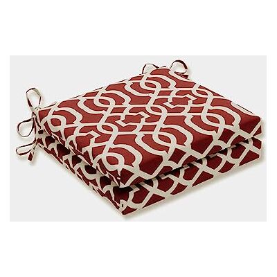Pillow Perfect Trellis Indoor/Outdoor Chair Seat Cushion with Ties Set di Cuscini per Sedia Geo Red, Poliestere, Rosso, 20 in. L X 20 in. W X 3 in. D, 2 unità Pillow Perfect Trellis Indoor/Outdoor Chair Seat Cushion with Ties Set di Cuscini per Sedia Geo Red, Poliestere, Rosso, 20 in. L X 20 in. W X 3 in. D, 2 unità