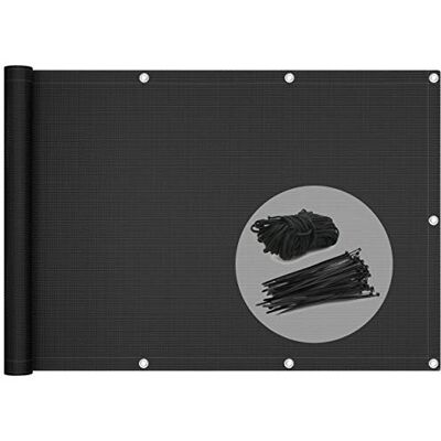 VOUNOT ® Telo Frangivista per Balcone Giardino, Frangivento in HDPE, 90x600 cm, Privacy Recinzione Copertura per Balcone, Nero VOUNOT ® Telo Frangivista per Balcone Giardino, Frangivento in HDPE, 90x600 cm, Privacy Recinzione Copertura per Balcone, Nero