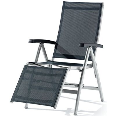 Sieger 985/G, SG t Bodega Schienale Relax in Alluminio e poggiapiedi Regolabili in plastica Textilux, Colore: Grigio Scuro/Grigio Argentato, 95 x 62 x 109 cm Sieger 985/G, SG t Bodega Schienale Relax in Alluminio e poggiapiedi Regolabili in plastica Textilux, Colore: Grigio Scuro/Grigio Argentato, 95 x 62 x 109 cm