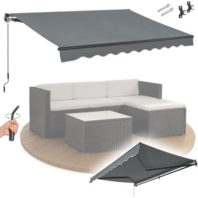 Juskys Tenda a Bracci Estensibili 400x300 cm, UV40+ & Impermeabile, con Manovella, Lunghezza & Inclinazione Regolabili, Terrazza & Balcone Grigio Juskys Tenda a Bracci Estensibili 400x300 cm, UV40+ & Impermeabile, con Manovella, Lunghezza & Inclinazione Regolabili, Terrazza & Balcone Grigio
