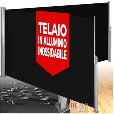 tectake ® Tenda Frangivento Doppia Estensibile, Cassettone in Alluminio, Frangivista con Meccanismo Automatico, Protezione Solare e Privacy, Ideale per Balconi e Terrazzi, 180x600 cm Nero tectake ® Tenda Frangivento Doppia Estensibile, Cassettone in Alluminio, Frangivista con Meccanismo Automatico, Protezione Solare e Privacy, Ideale per Balconi e Terrazzi, 180x600 cm Nero