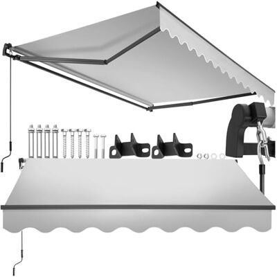 tectake ®, tenda da sole per esterno a bracci estensibili, avvolgibile, manovella, impermeabile, protezione UV, tessuto poliestere, struttura alluminio, balcone, terrazzo 250 x 200 cm Grigio Chiaro tectake ®, tenda da sole per esterno a bracci estensibili, avvolgibile, manovella, impermeabile, protezione UV, tessuto poliestere, struttura alluminio, balcone, terrazzo 250 x 200 cm Grigio Chiaro