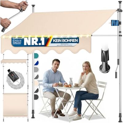 KESSER ® Tenda solare manovella catena LED, tenda UV resistente altezza impermeabile, protezione balcone terrazza giardino KESSER ® Tenda solare manovella catena LED, tenda UV resistente altezza impermeabile, protezione balcone terrazza giardino